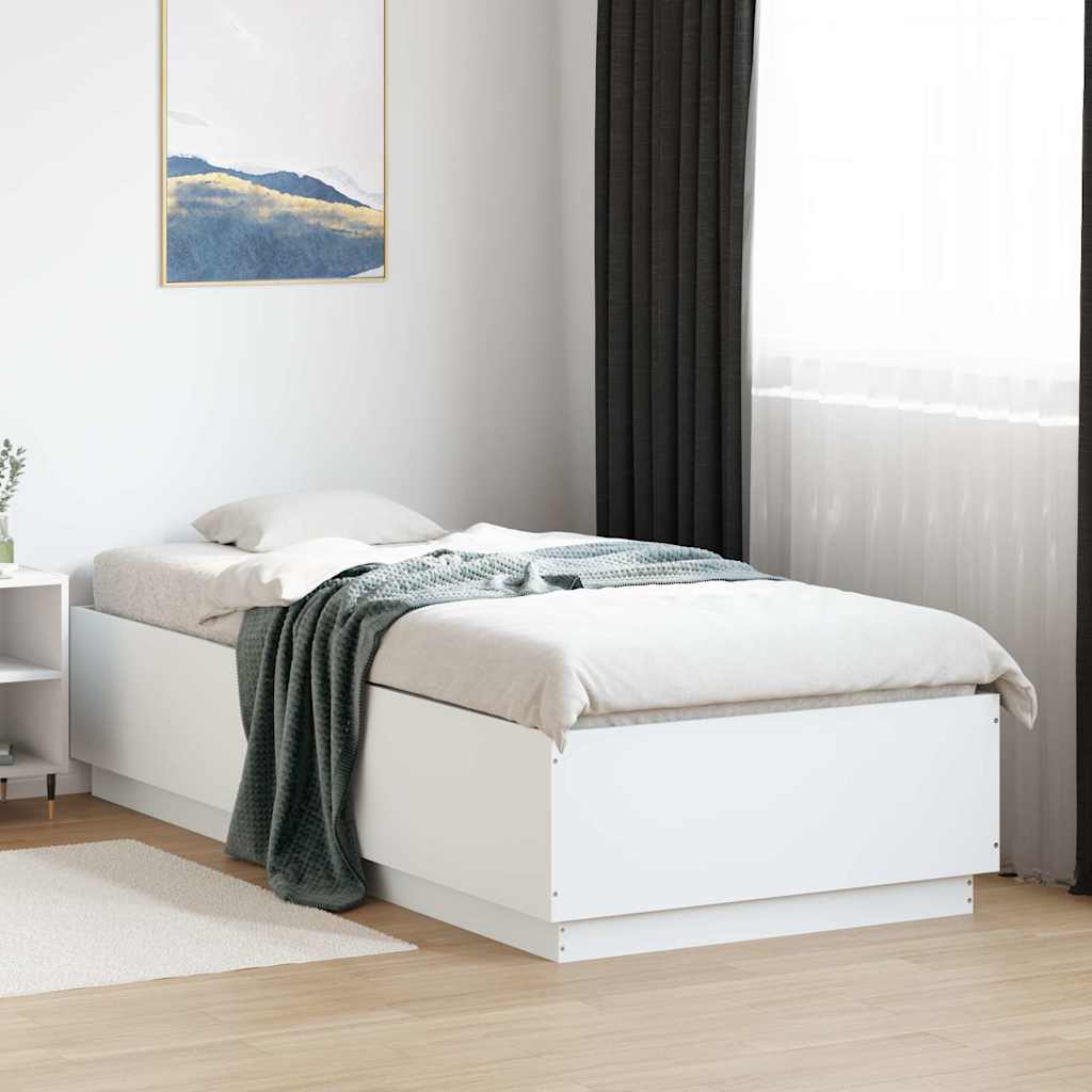 Sengeramme Hvit 100X200 Cm Konstruert Tre