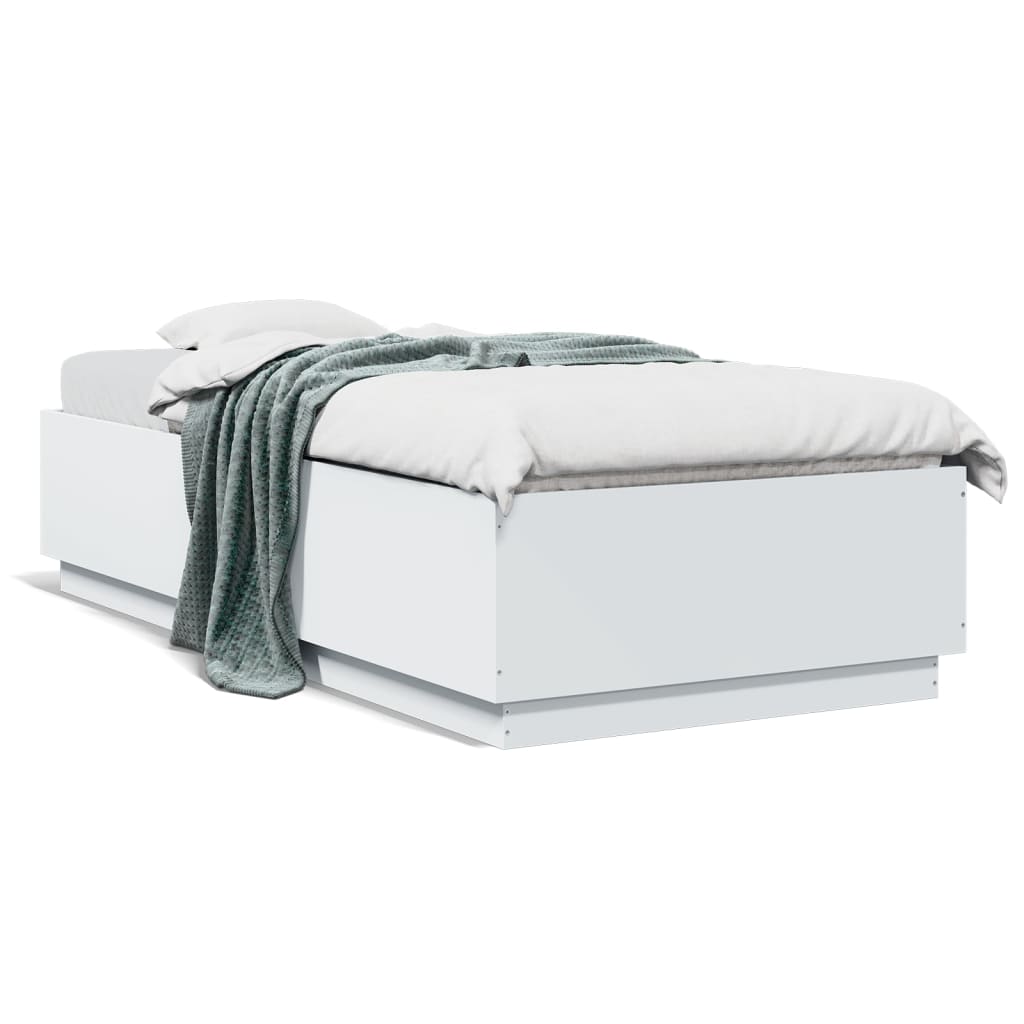 Sengeramme Hvit 90X200 Cm Konstruert Tre