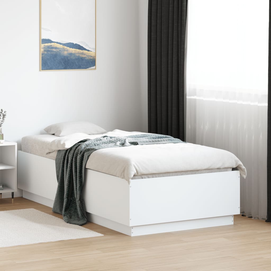 Sengeramme Hvit 90X190 Cm Konstruert Tre