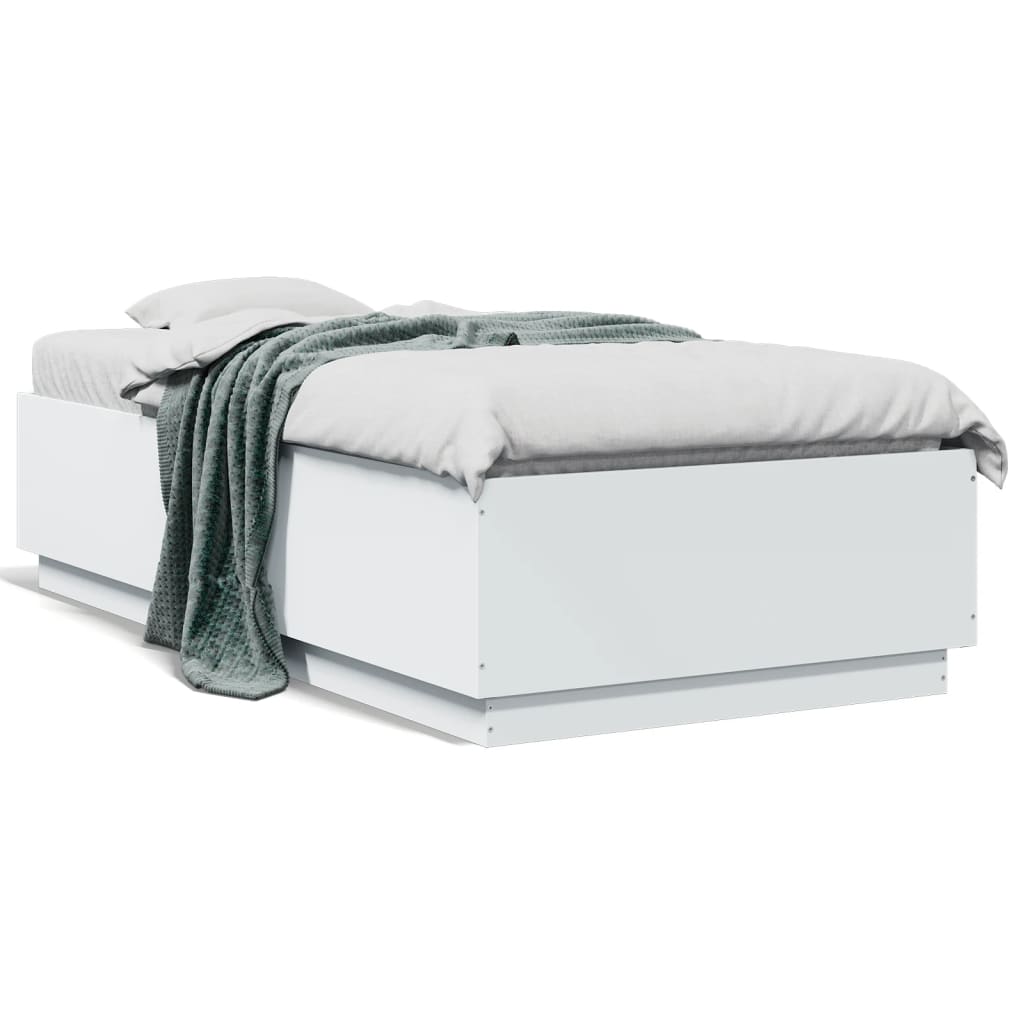 Sengeramme Hvit 75X190 Cm Konstruert Tre