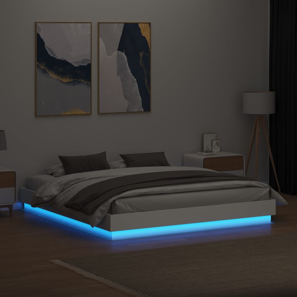 Sengeramme Med Led-Lys Hvit 200X200 Cm