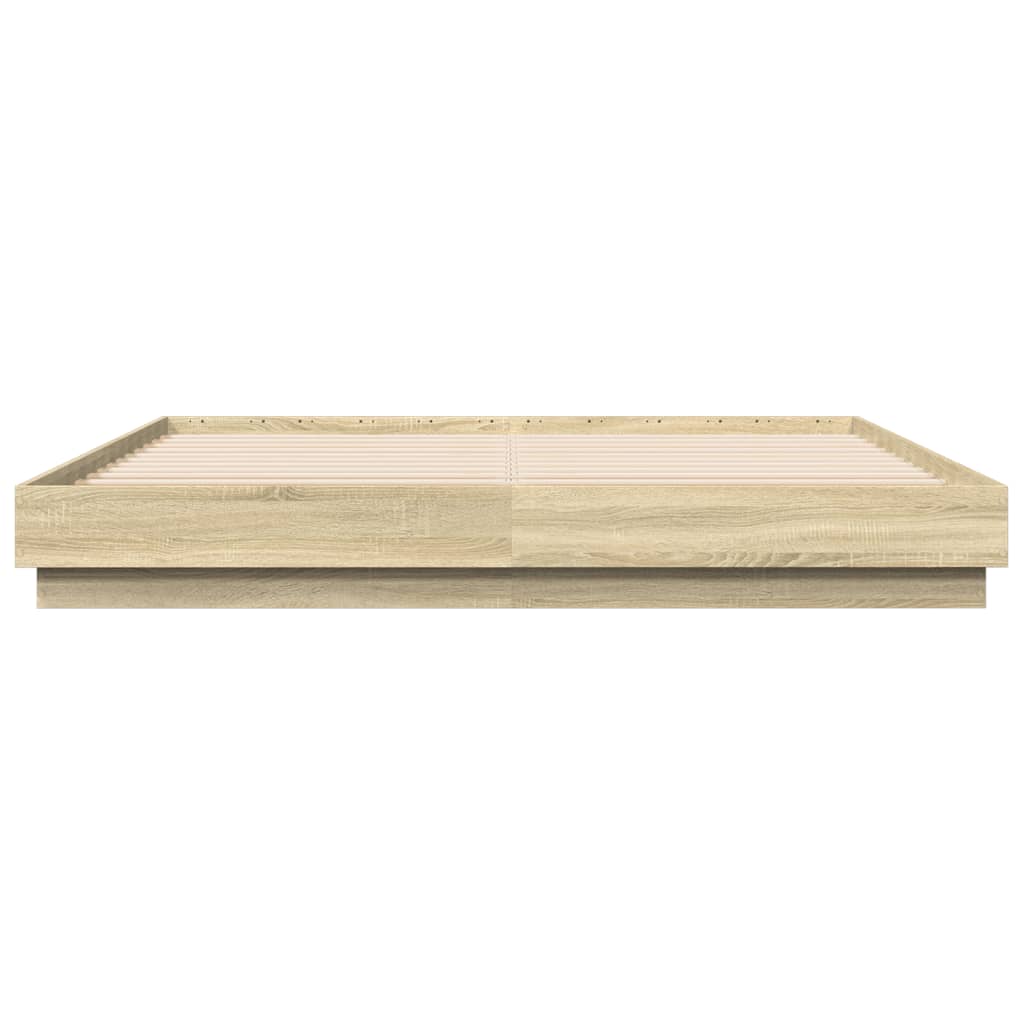 Sengeramme Med Led-Lys Sonoma Eik 200X200 Cm