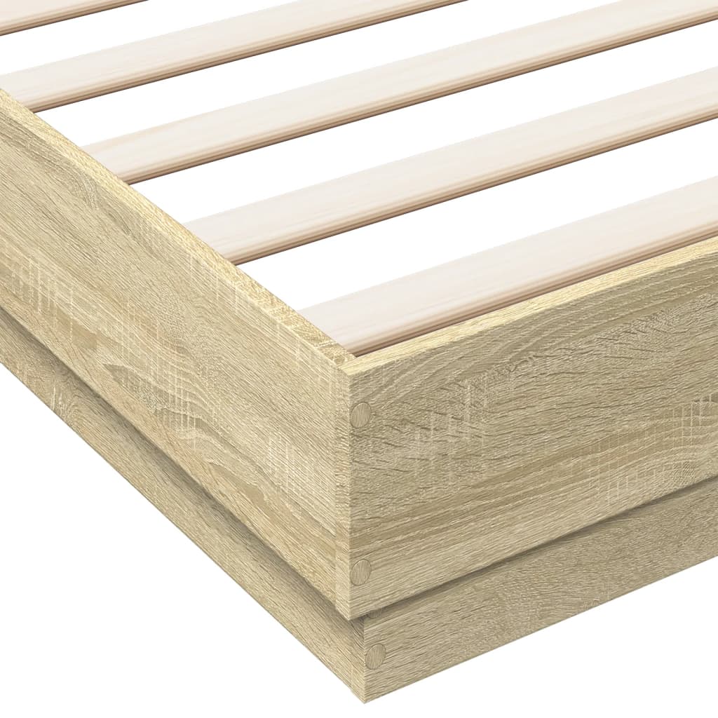 Sengeramme Med Led-Lys Sonoma Eik 200X200 Cm