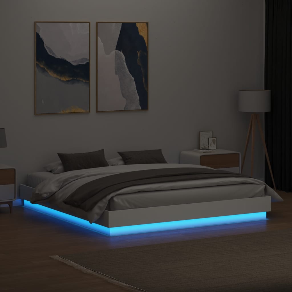 Sengeramme Med Led-Lys Hvit 180X200 Cm