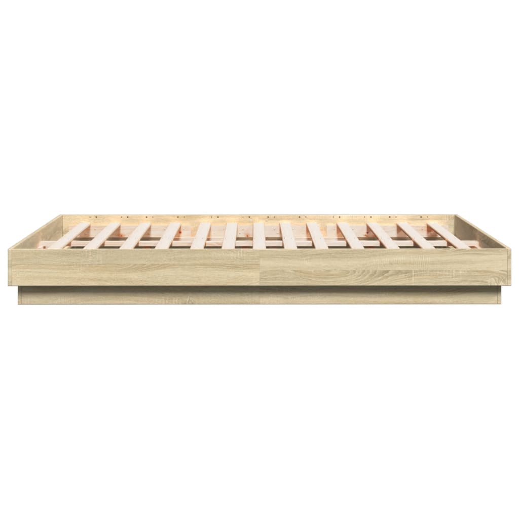 Sengeramme Med Led-Lys Sonoma Eik 160X200 Cm