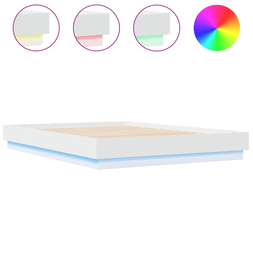 Sengeramme Med Led-Lys Hvit 150X200 Cm