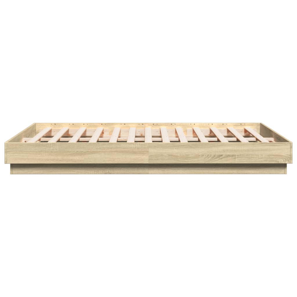 Sengeramme Med Led-Lys Sonoma Eik 140X200 Cm