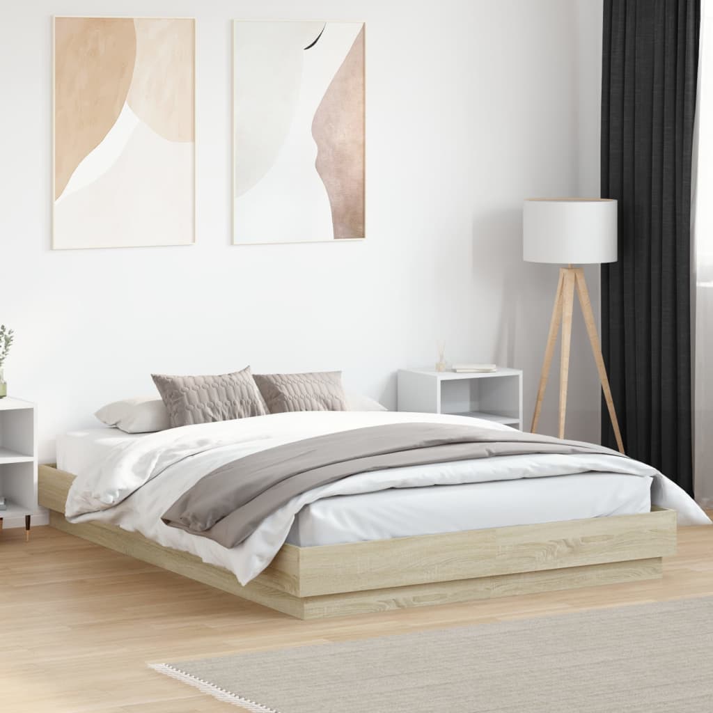 Sengeramme Med Led-Lys Sonoma Eik 120X200 Cm