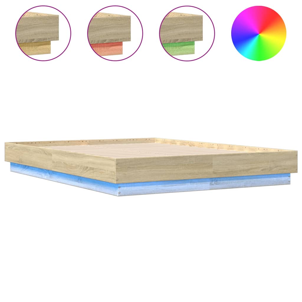 Sengeramme Med Led-Lys Sonoma Eik 120X190 Cm