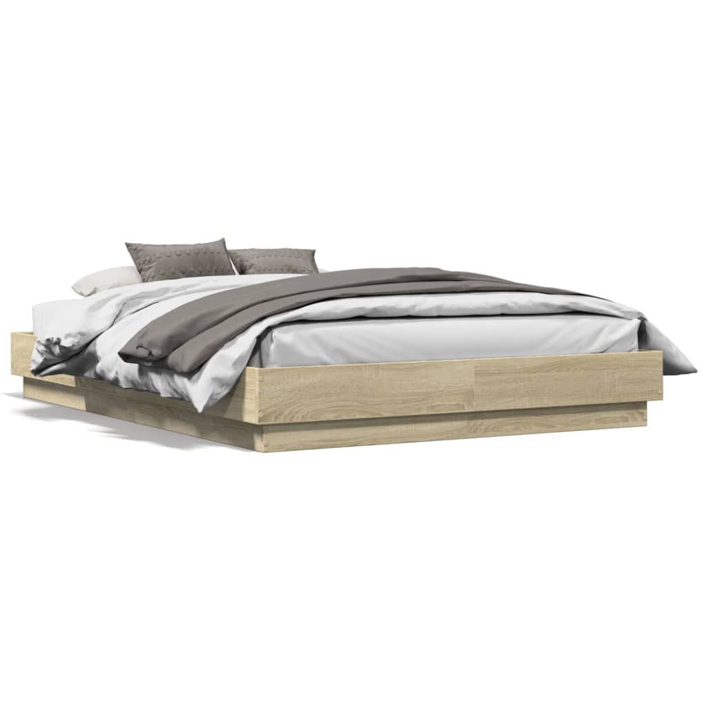 Sengeramme Med Led-Lys Sonoma Eik 120X190 Cm