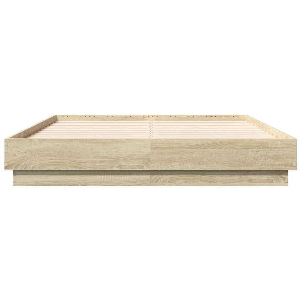 Sengeramme Med Led-Lys Sonoma Eik 120X190 Cm