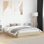 Sengeramme Med Led-Lys Sonoma Eik 120X190 Cm