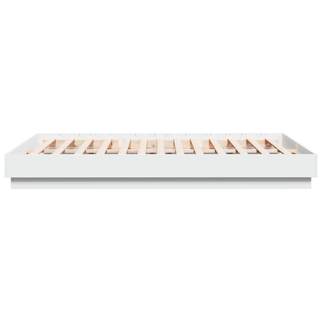 Sengeramme Hvit 160X200 Cm Konstruert Tre