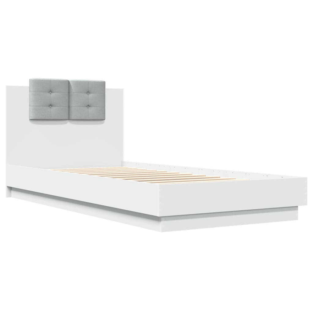 Sengeramme Med Hodegavl Hvit 100X200 Cm Konstruert Tre