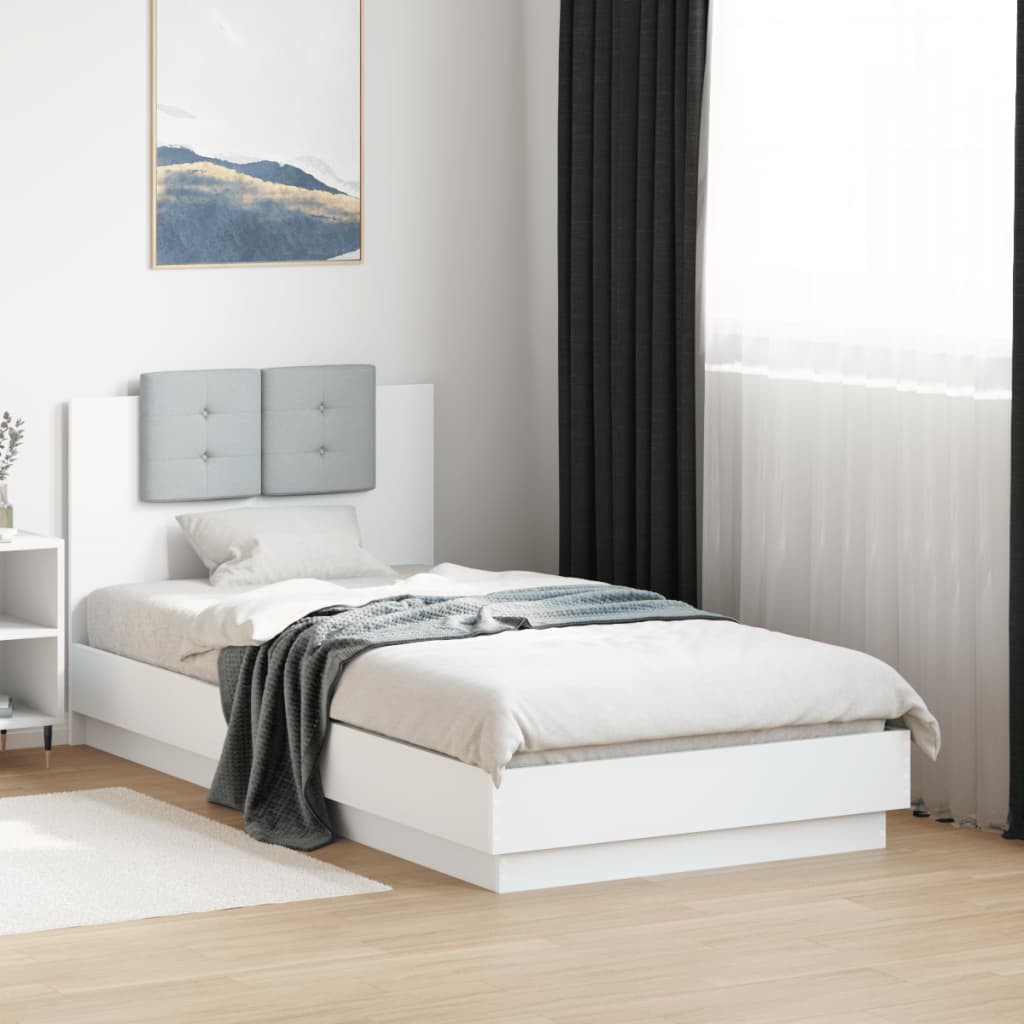 Sengeramme Med Hodegavl Hvit 90X190 Cm Konstruert Tre