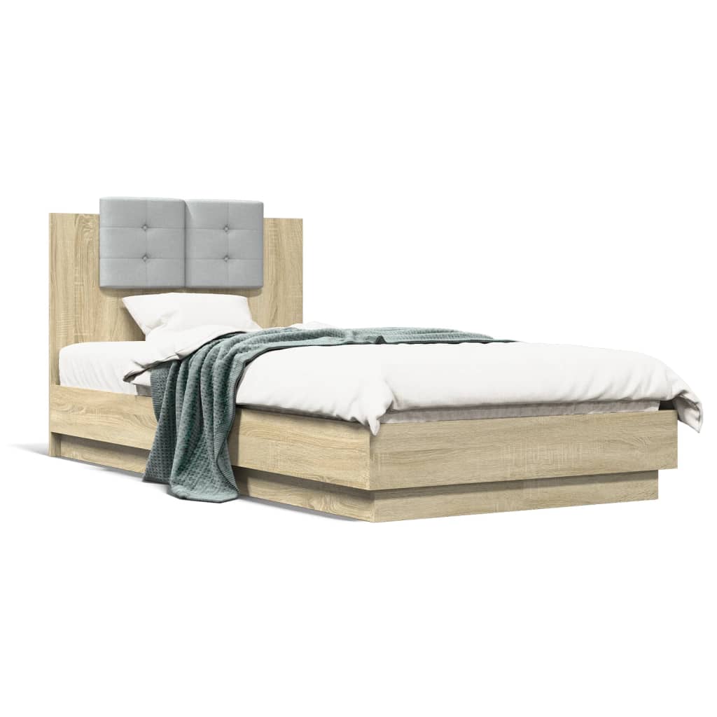 Sengeramme Med Hodegavl Sonoma Eik 90X190 Cm Konstruert Tre