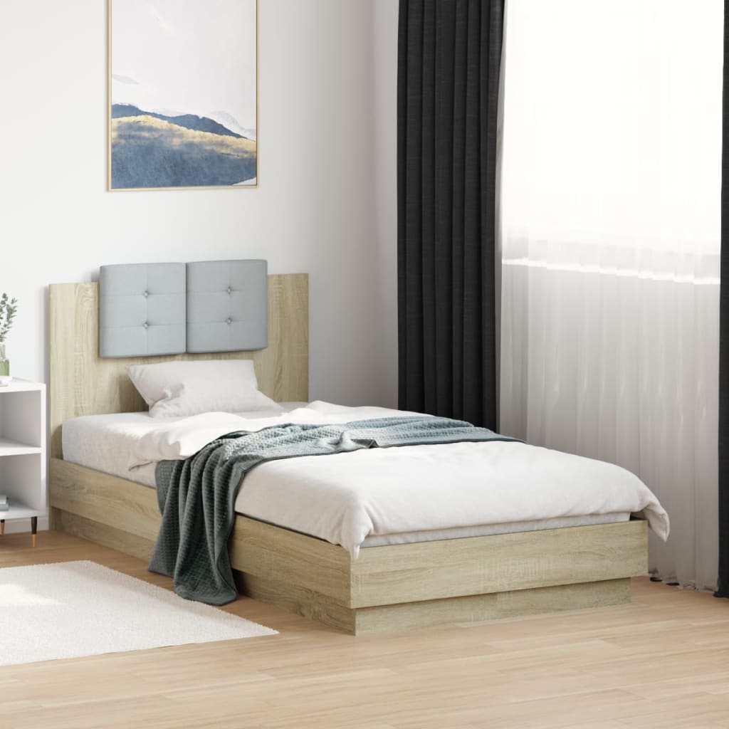 Sengeramme Med Hodegavl Sonoma Eik 90X190 Cm Konstruert Tre