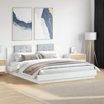 Sengeramme Med Hodegavl Og Led-Lys Hvit 180X200 Cm