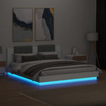 Sengeramme Med Hodegavl Og Led-Lys Hvit 160X200 Cm