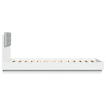 Sengeramme Med Hodegavl Og Led-Lys Hvit 100X200 Cm