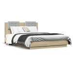 Sengeramme Med Hodegavl Og Led-Lys Sonoma Eik 140X190 Cm