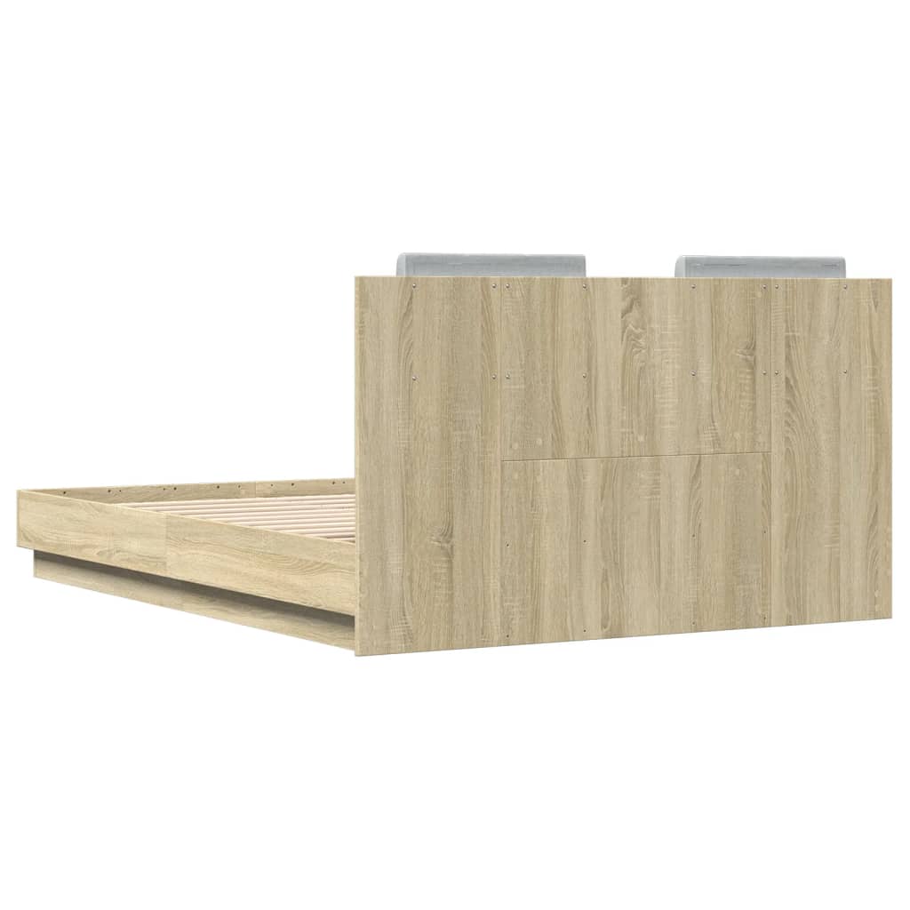 Sengeramme Med Hodegavl Og Led-Lys Sonoma Eik 140X190 Cm