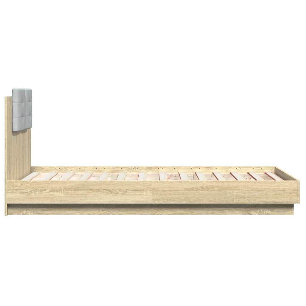 Sengeramme Med Hodegavl Og Led-Lys Sonoma Eik 90X190 Cm