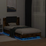 Sengeramme Med Hodegavl Og Led-Lys Røkt Eik 90X190 Cm