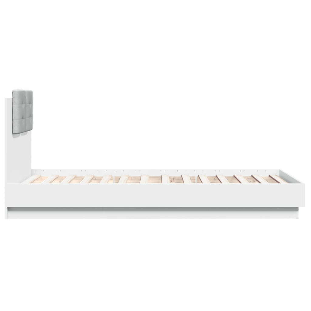 Sengeramme Med Hodegavl Og Led-Lys Hvit 75X190 Cm