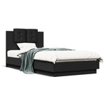 Sengeramme Med Hodegavl Og Led-Lys Svart 75X190 Cm
