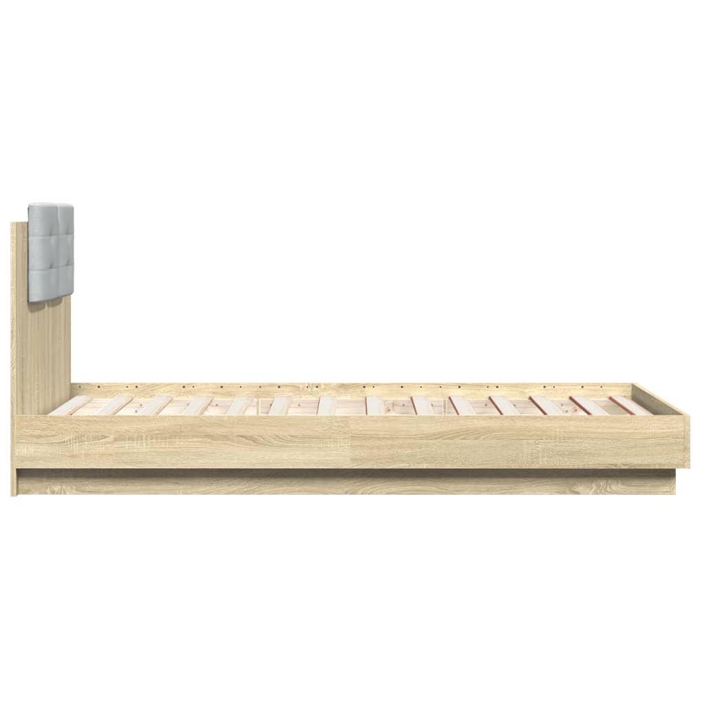 Sengeramme Med Hodegavl Og Led-Lys Sonoma Eik 75X190 Cm