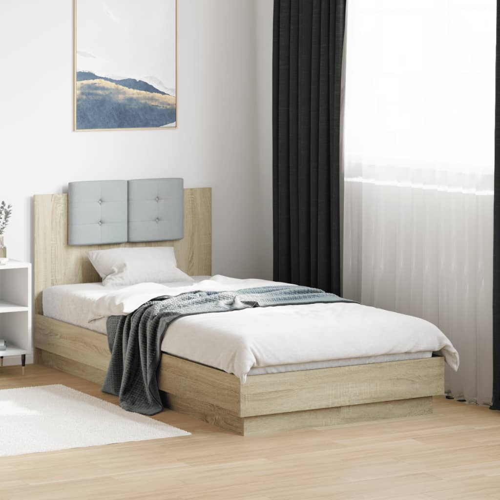 Sengeramme Med Hodegavl Og Led-Lys Sonoma Eik 75X190 Cm