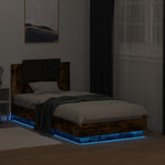 Sengeramme Med Hodegavl Og Led-Lys Røkt Eik 75X190 Cm