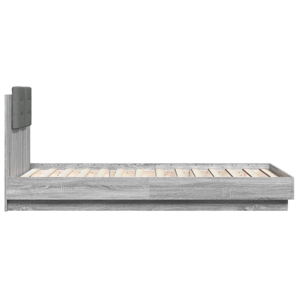 Sengeramme Med Hodegavl Og Led-Lys Grå Sonoma 75X190 Cm