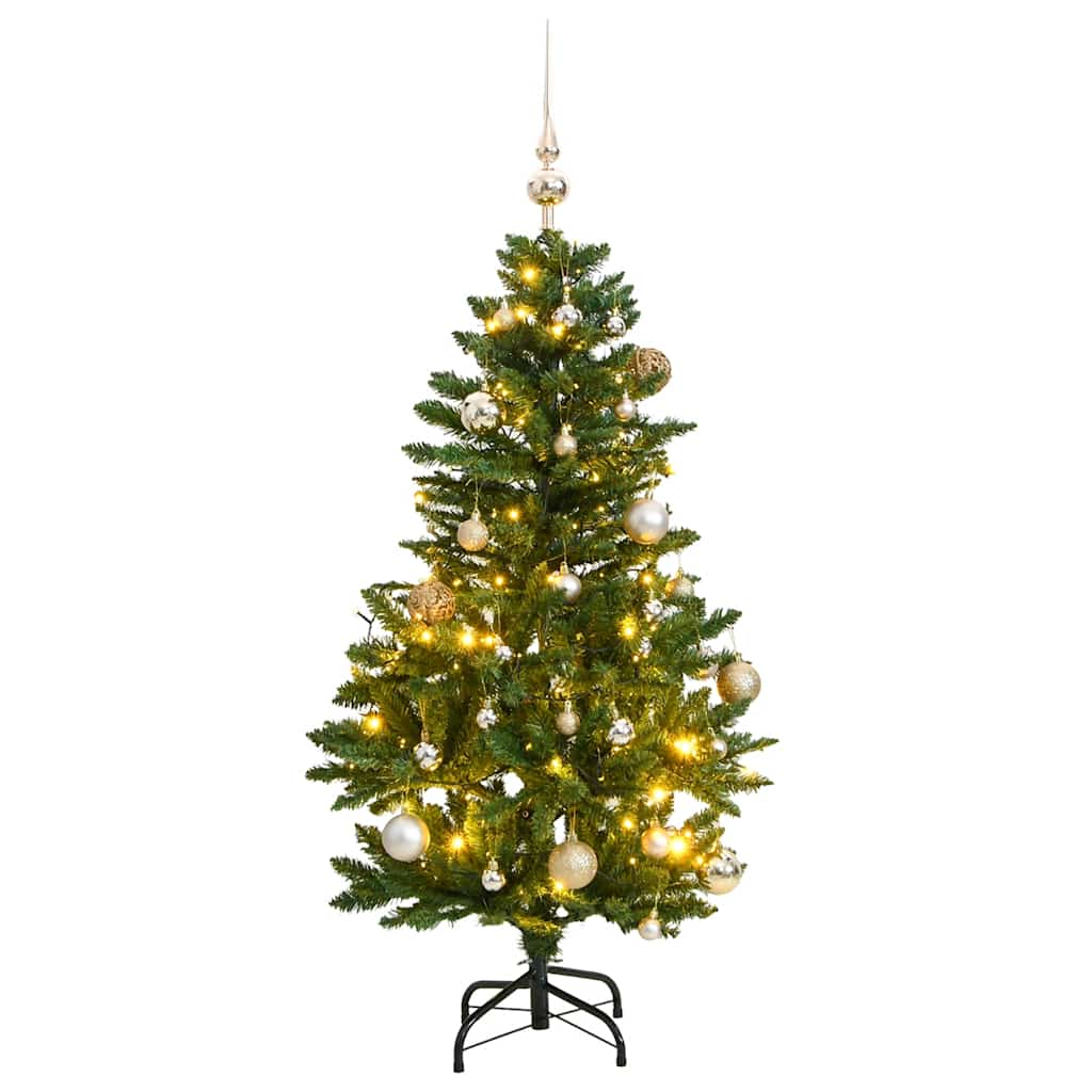 Kunstig Hengslet Juletre Med 150 Led Og Kulesett 150 Cm