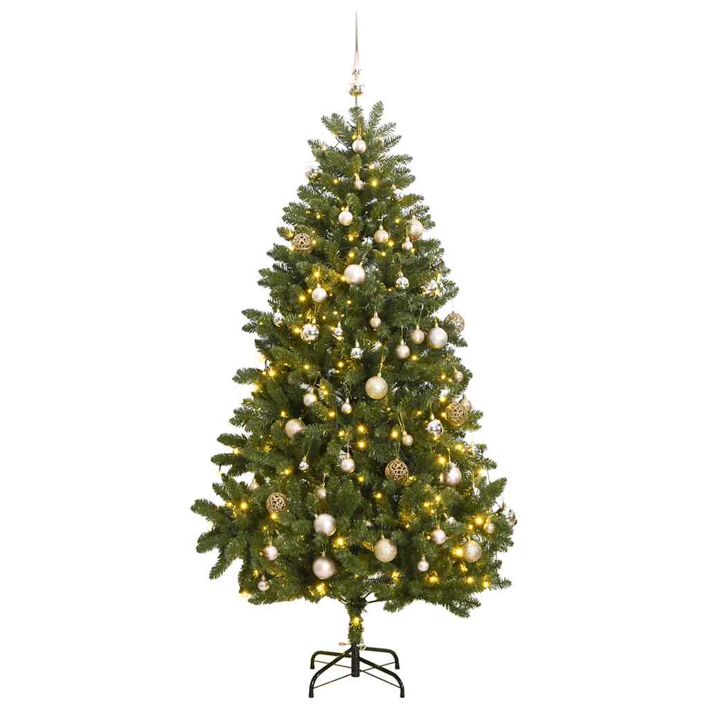 Kunstig Hengslet Juletre Med 300 Led Og Kulesett 270 Cm