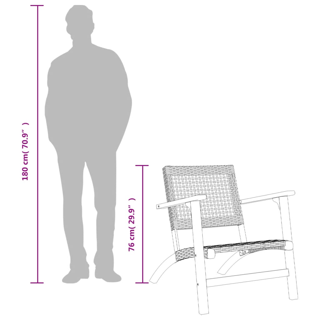 Bistrosett 3 Deler Svart Polyrotting Og Heltre Akasie