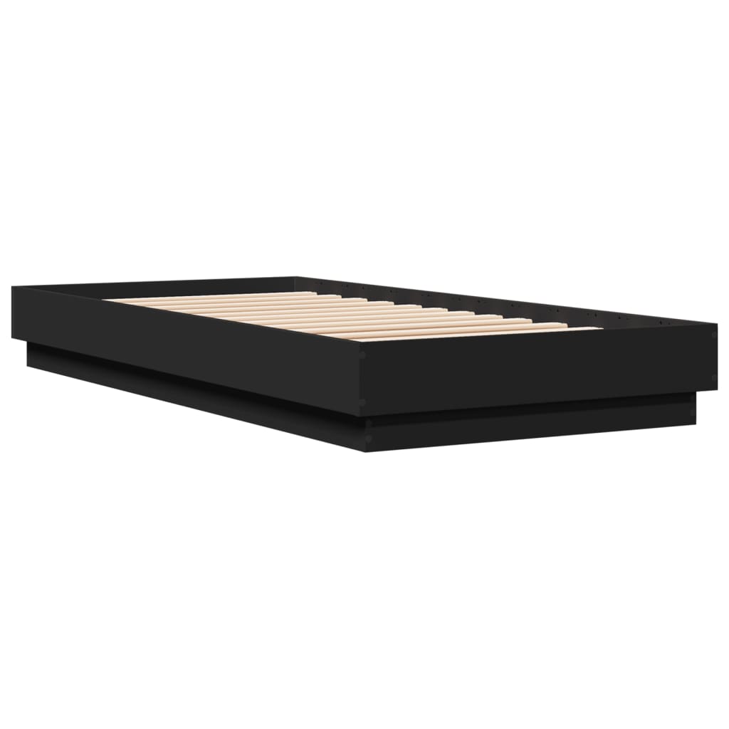 Sengeramme Med Led-Lys Svart 100X200 Cm