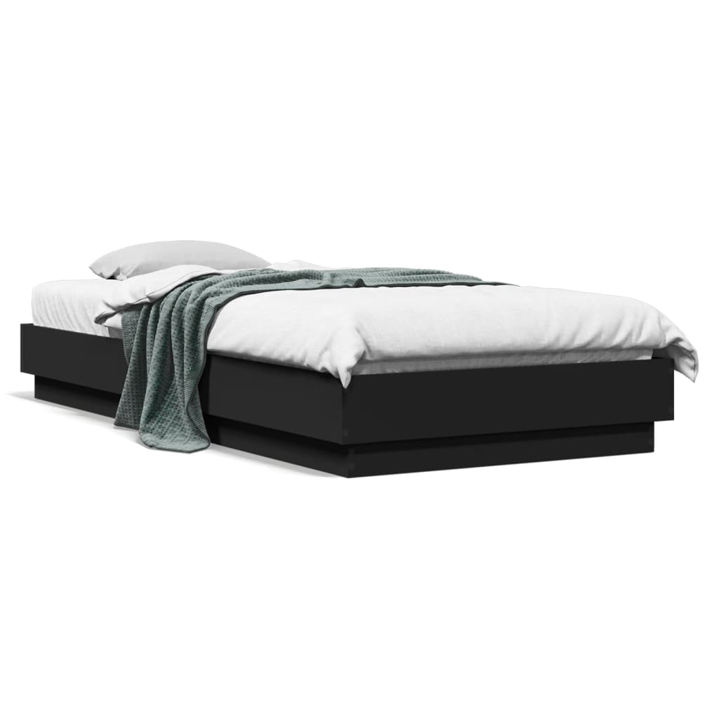 Sengeramme Med Led-Lys Svart 100X200 Cm
