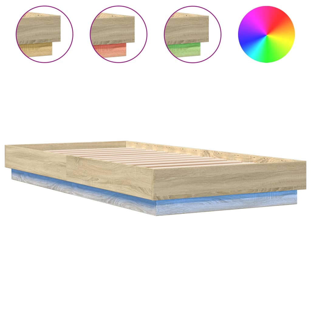 Sengeramme Med Led-Lys Sonoma Eik 100X200 Cm