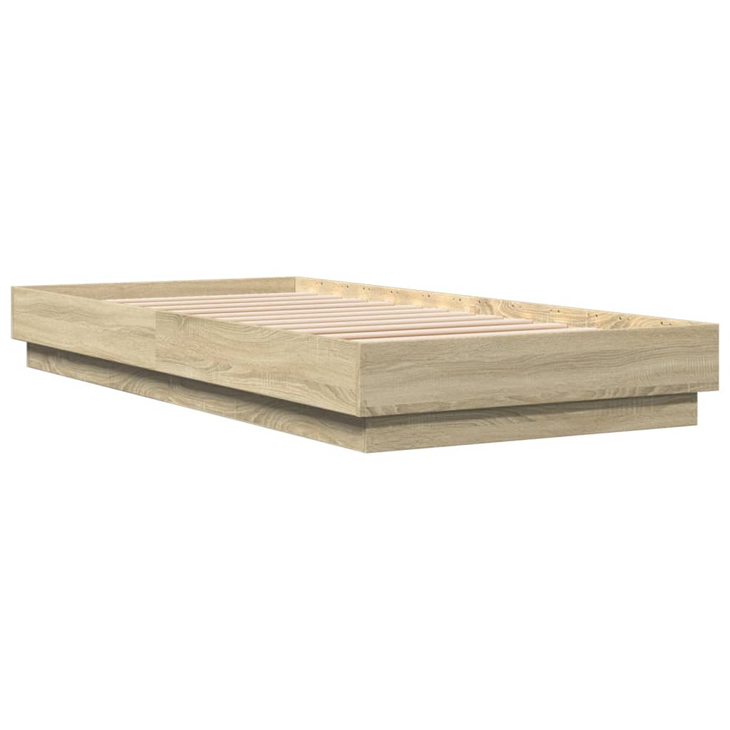 Sengeramme Med Led-Lys Sonoma Eik 90X200 Cm