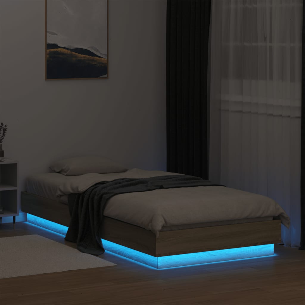 Sengeramme Med Led-Lys Sonoma Eik 90X200 Cm