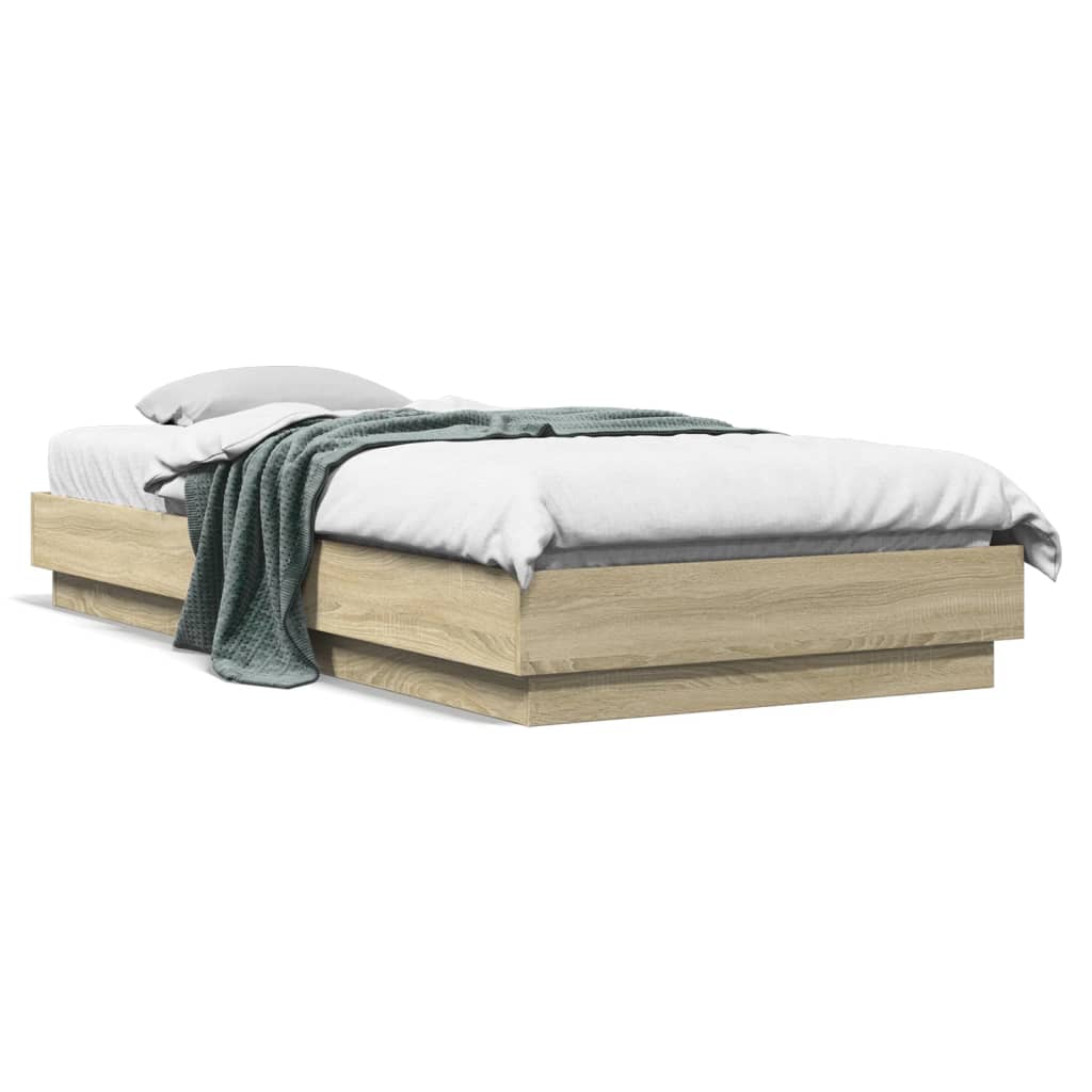 Sengeramme Med Led-Lys Sonoma Eik 90X200 Cm