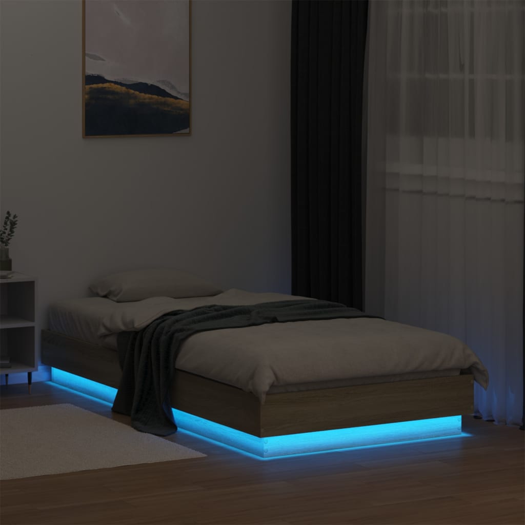Sengeramme Med Led-Lys Sonoma Eik 75X190 Cm