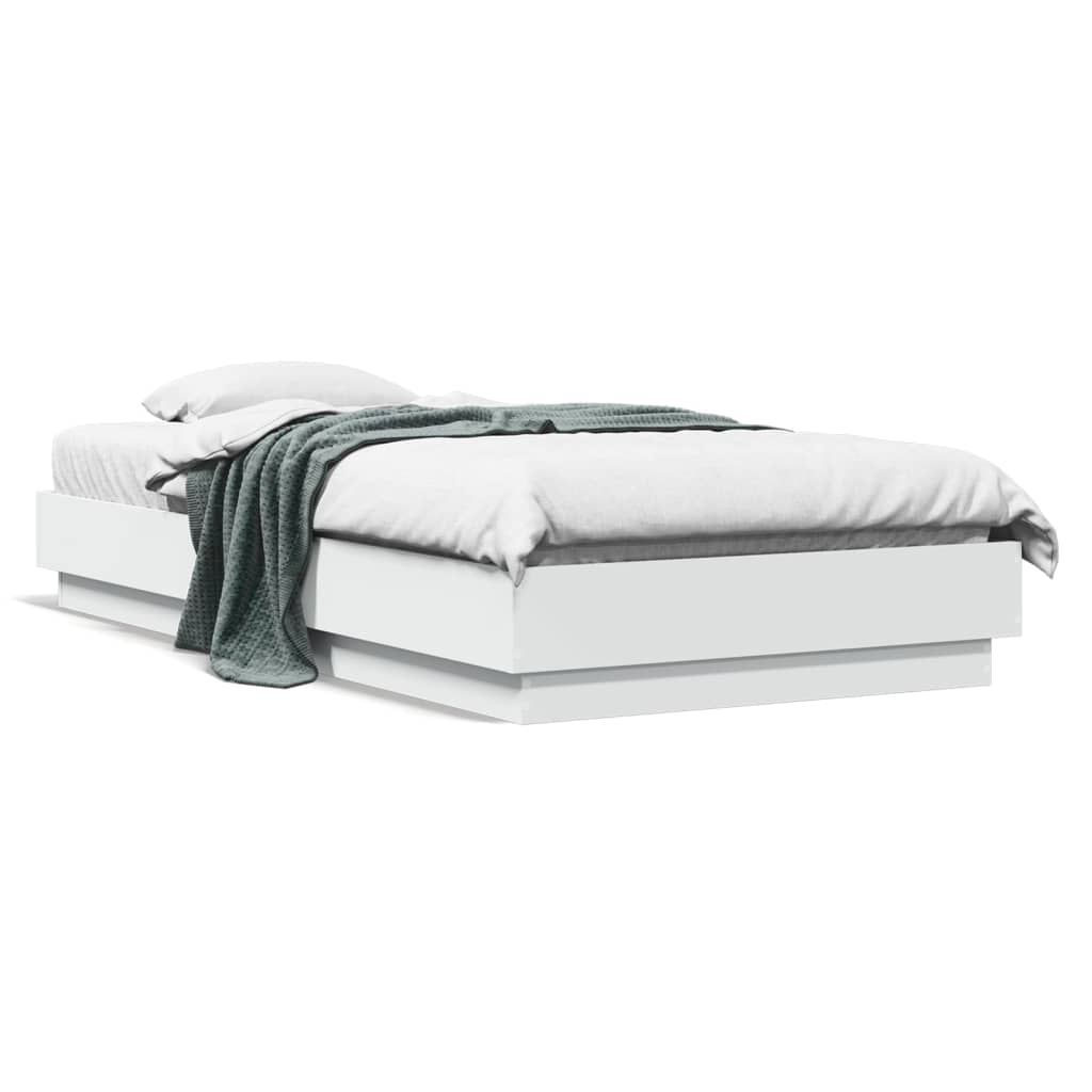 Sengeramme Hvit 75X190 Cm Konstruert Tre