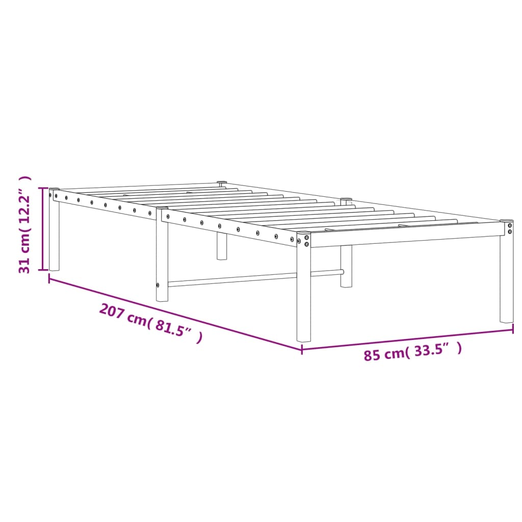 Sengeramme I Metall Svart 80X200 Cm