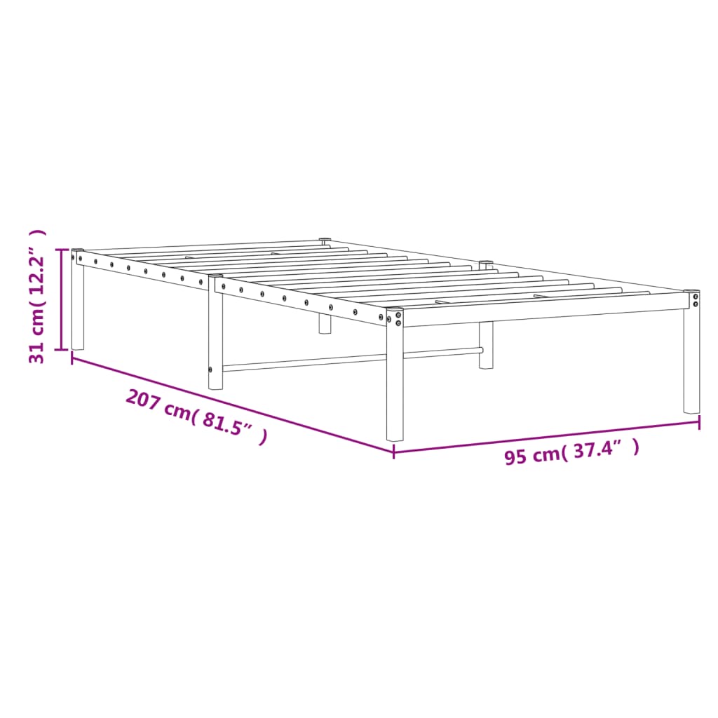 Sengeramme Svart Metall 90X200 Cm