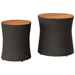 Utendørs Sidebord Med Treplate 2 Stk Svart Polyrotting
