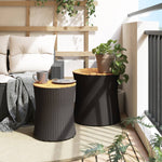Utendørs Sidebord Med Treplate 2 Stk Svart Polyrotting