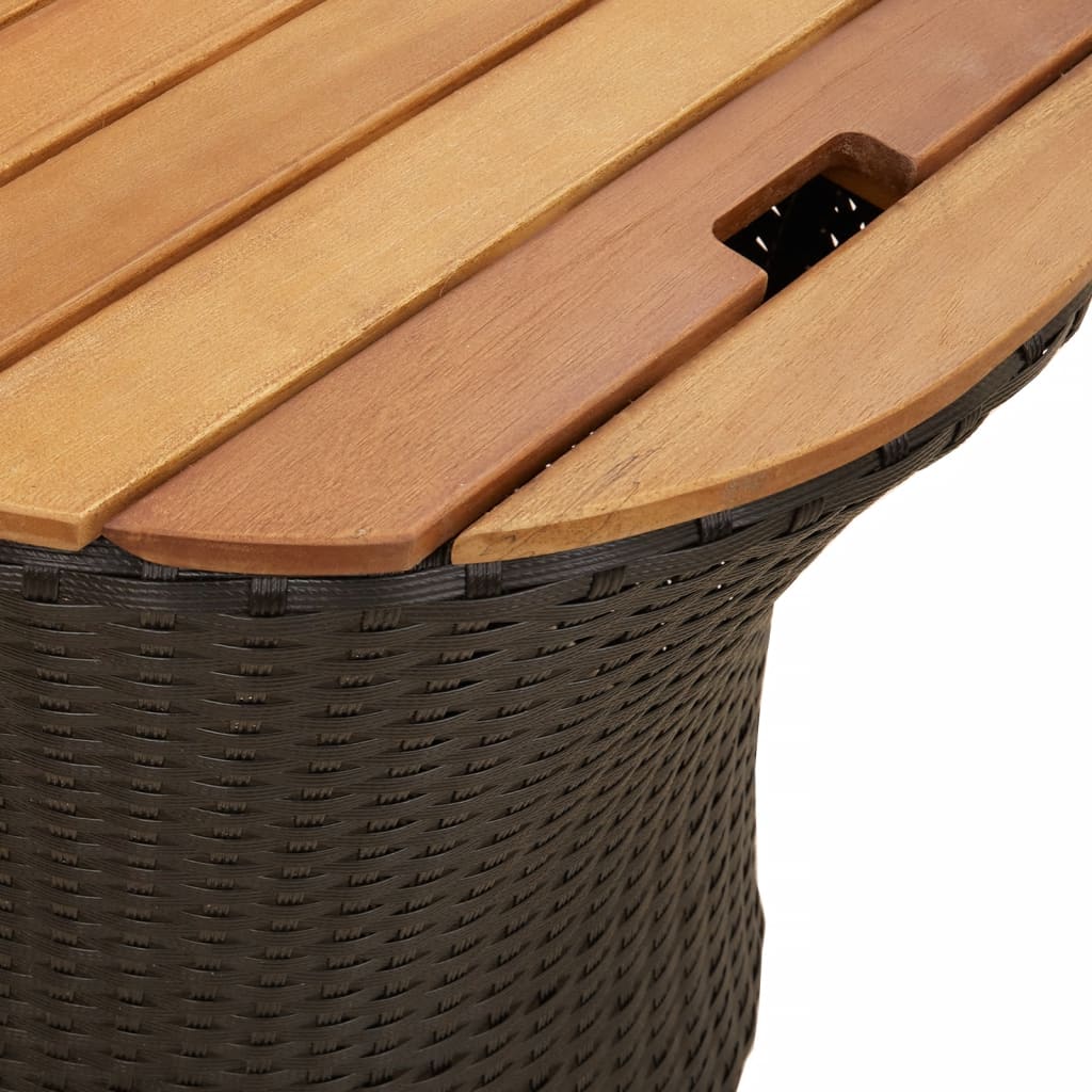 Utendørs Sidebord Med Treplate 2 Stk Svart Polyrotting